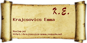 Krajcsovics Emma névjegykártya